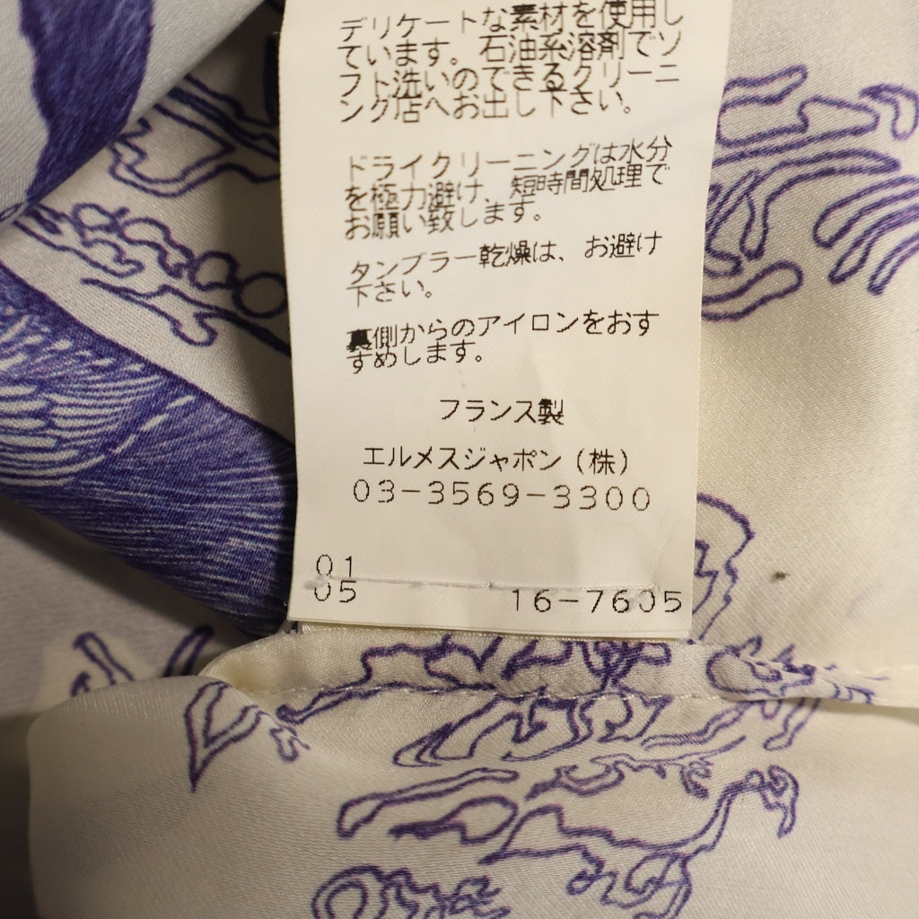 HERMES(エルメス) トップス 半袖 カットソー シルク ホワイト/パープル レディース