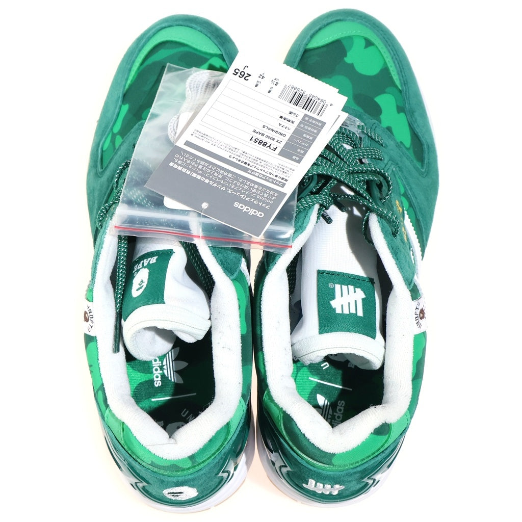 adidas(アディダス) ×A BATHING APE ×UNDEFEATED ZX8000 アベイシングエイプ アンディフィーテッド ローカットスニーカー グリーン US8.5/26.5cm FY8851