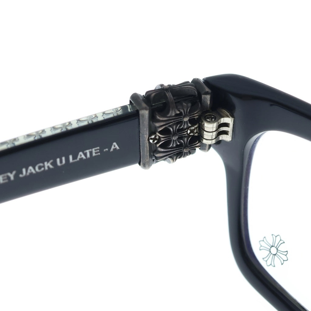 CHROME HEARTS(クロムハーツ) HEY JACK U LATE-A セメタリークロス装飾テンプル ウェリントンサングラス アイウェア 眼鏡 ブラック