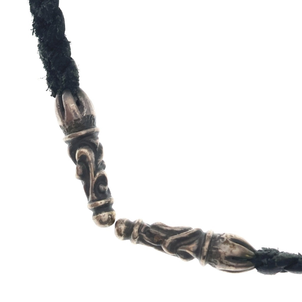 CHROME HEARTS(クロムハーツ) LEATHER BRAID スクロールレザーブレード ネックレス シルバー/ブラック