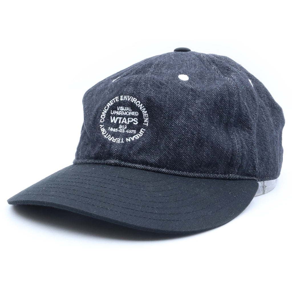 WTAPS(ダブルタップス) 25SS T-6M 05 COTTON DENIM CAP ロゴ刺繍 コットン デニム キャップ 帽子 ブラック 251HCDTーHT05