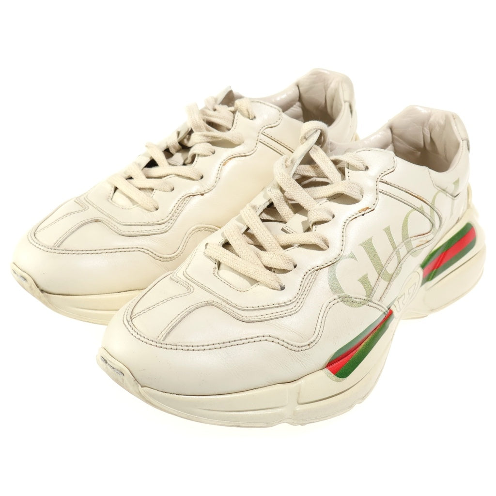 GUCCI(グッチ) ライトン ロゴ レザー スニーカー アイボリー #7.5 500877