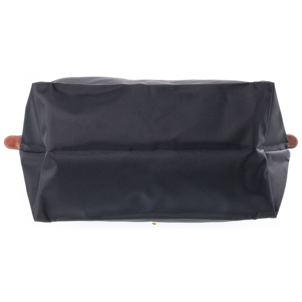 LONGCHAMP(ロンシャン) レザー ナイロン 折り畳み ハンドバッグ トートバッグ ブラック/ブラウン レディース