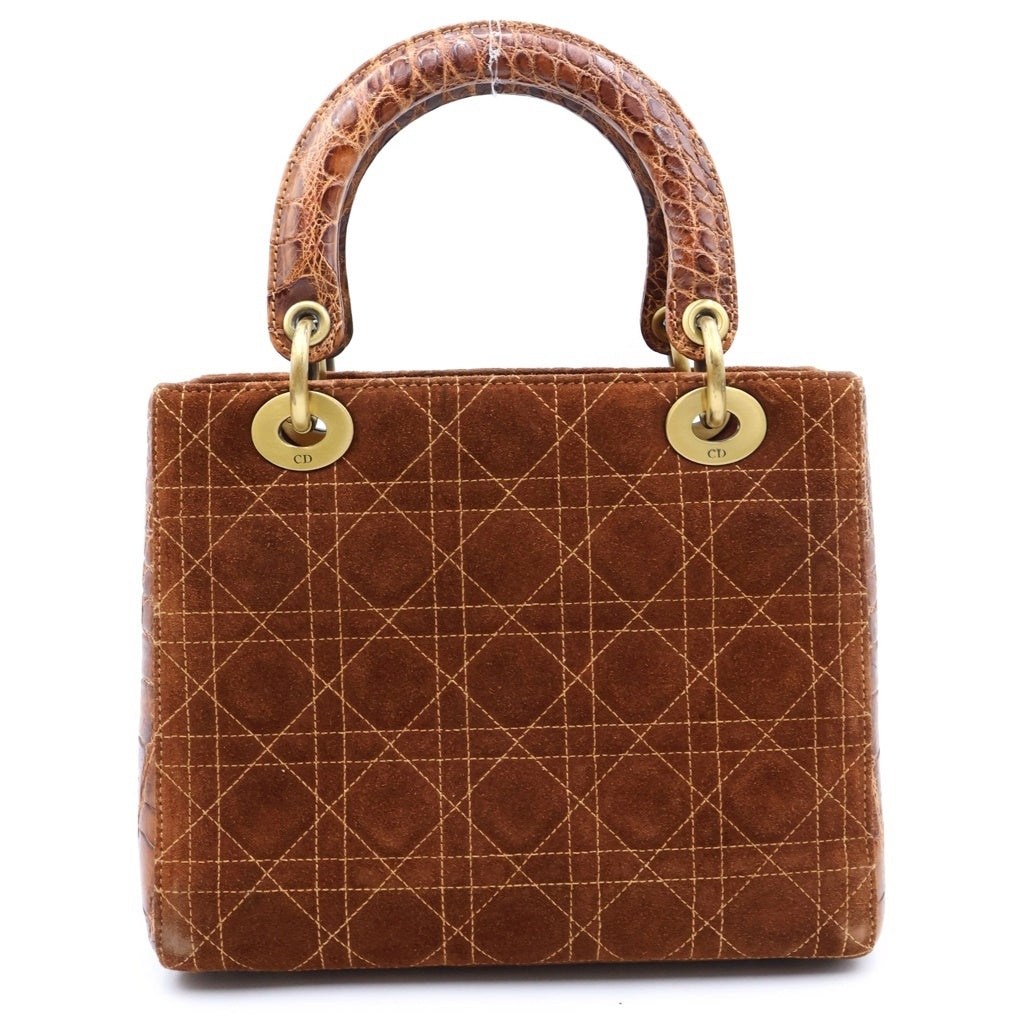DIOR(ディオール) レディディオール スエード カナージュステッチ アリゲーター GD金具 ショルダー レディース