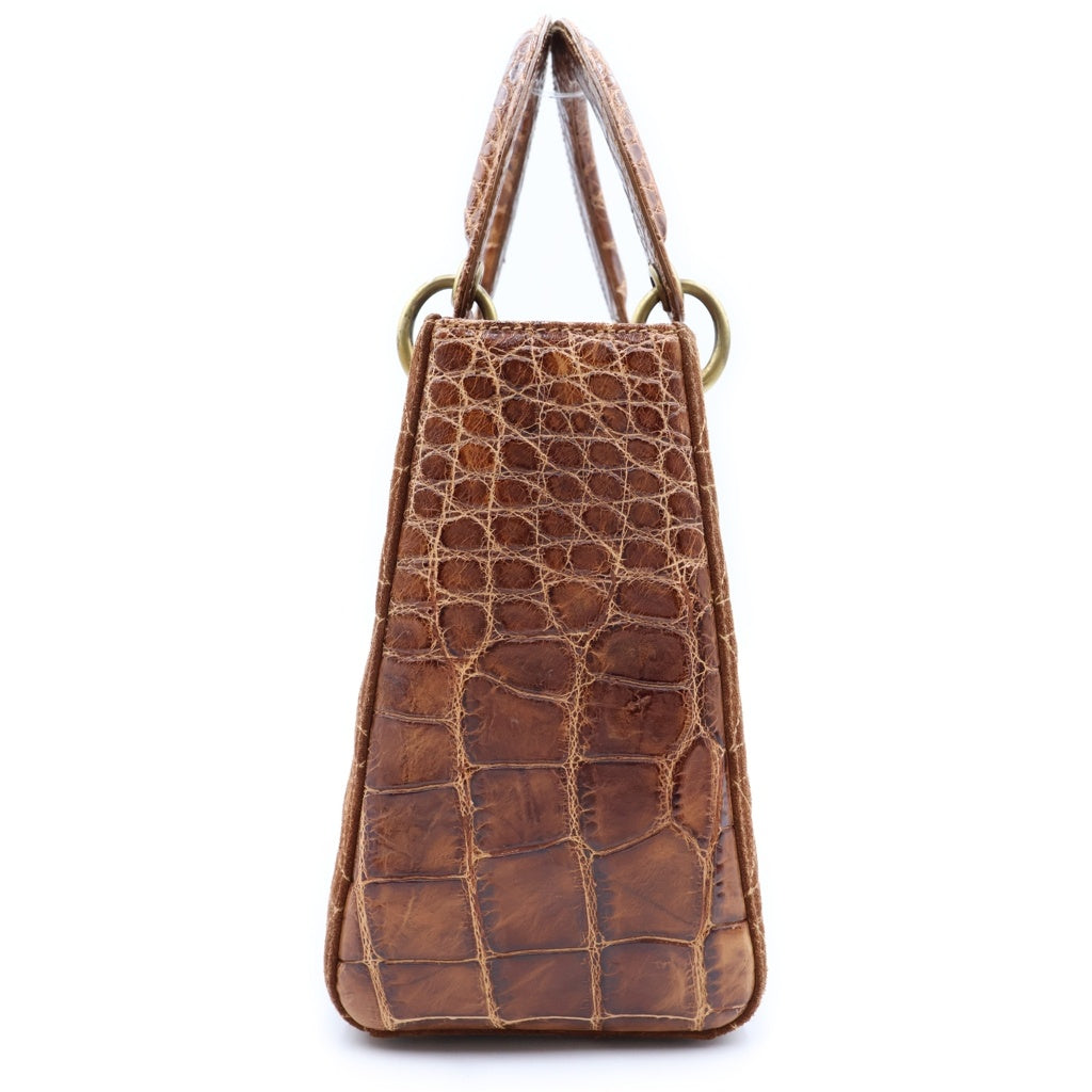 DIOR(ディオール) レディディオール スエード カナージュステッチ アリゲーター GD金具 ショルダー レディース