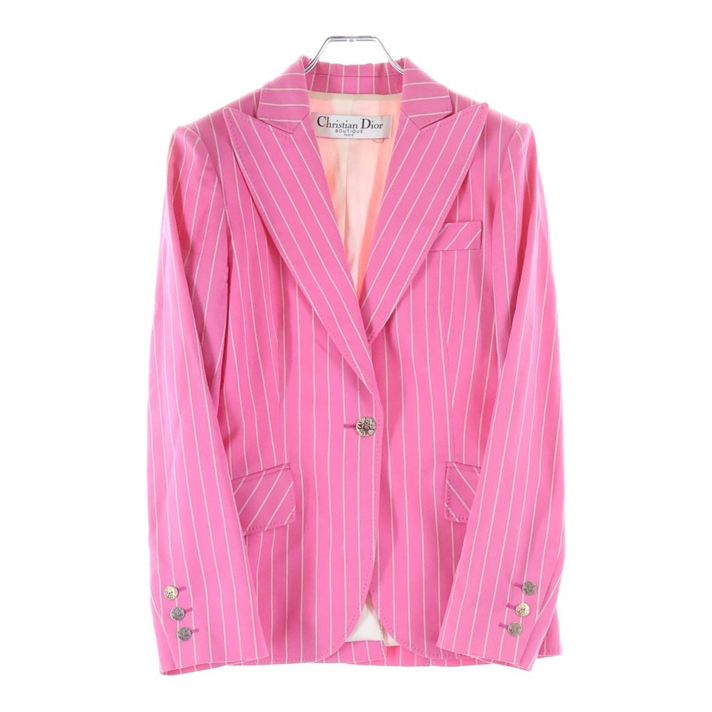 DIOR(ディオール) ■ピークドラペル ストライプ 1B テーラードジャケット ピンク 5P12022201 38 レディース