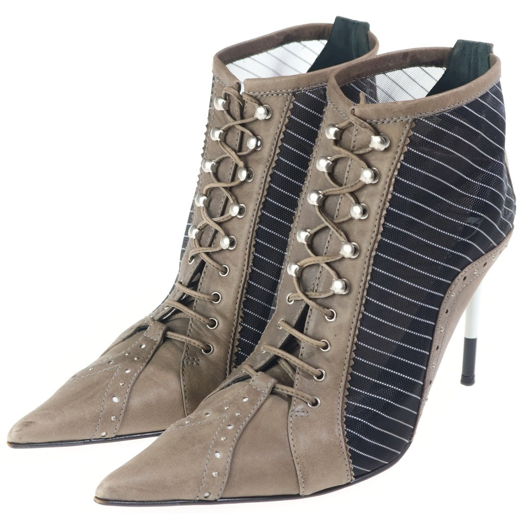 DIOR(ディオール) ■ブローグ シースルー レースアップ ハイヒール ブラウン 37 レディース