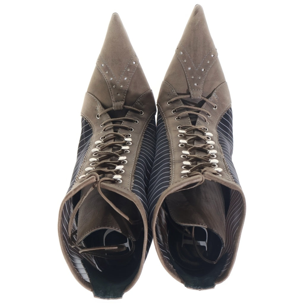 DIOR(ディオール) ■ブローグ シースルー レースアップ ハイヒール ブラウン 37 レディース