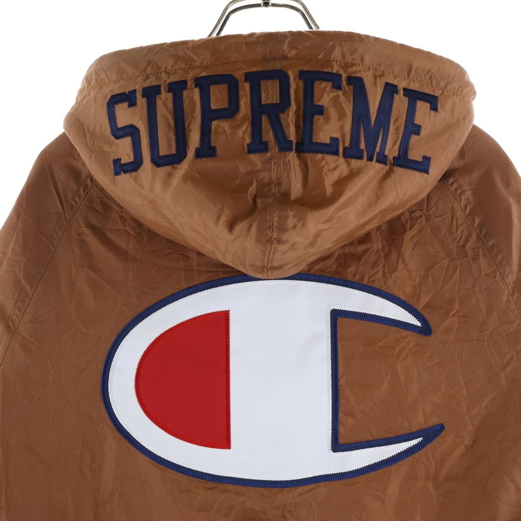 SUPREME(シュプリーム) 17AW ×Champion Sherpa Lined Hooded Jacket チャンピオン シェルパ ラインド 裏地ボア フーデッド パーカー ジャケット ブラウン