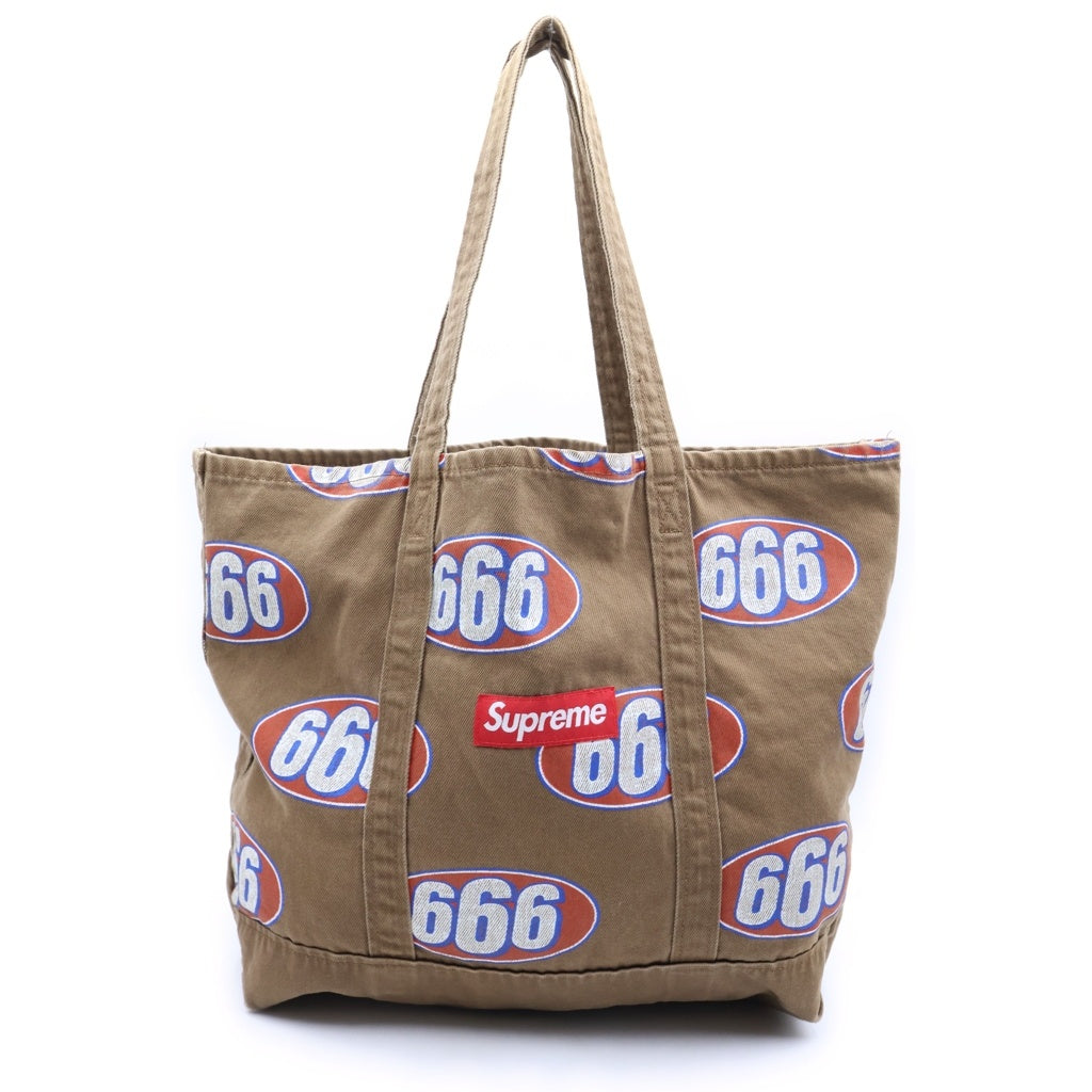 SUPREME(シュプリーム) 17SS 666 Denim Tote Bag ヴィンテージ加工 ボックスロゴ プリント デニム トートバッグ ハンドバッグ ブラウン レディース