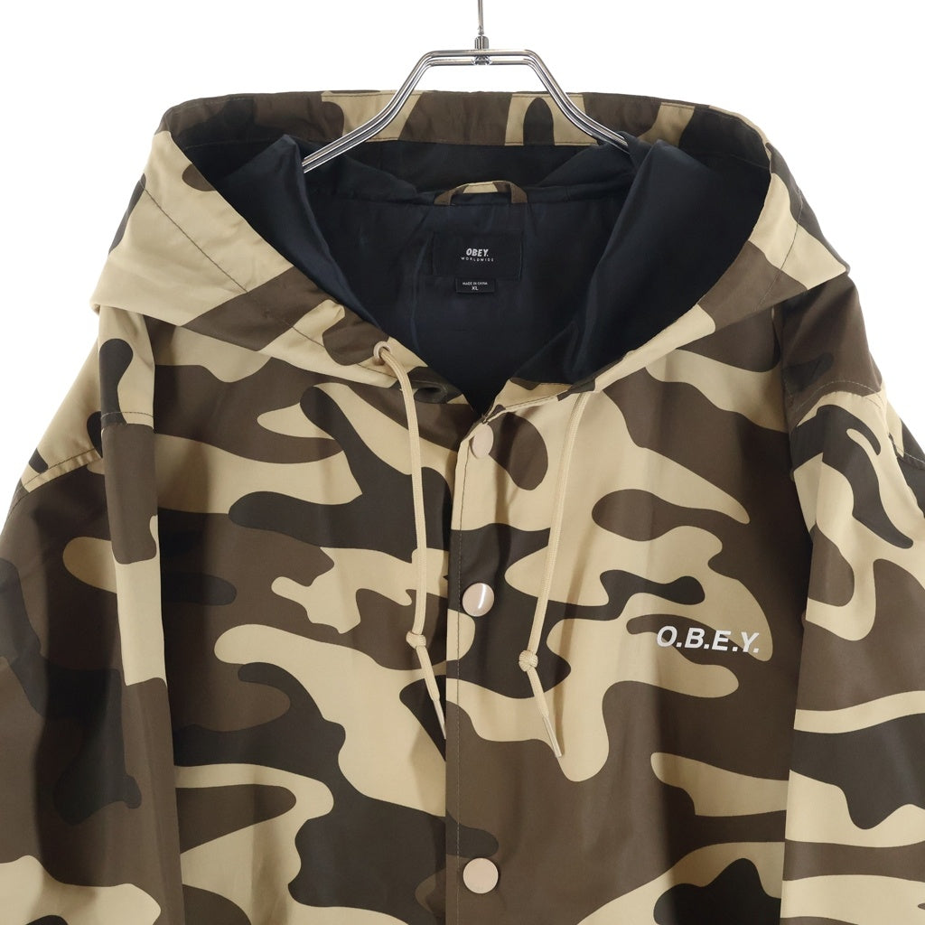 OBEY(オベイ) Camo Nylon Coat カモフラ ナイロンコート カーキ