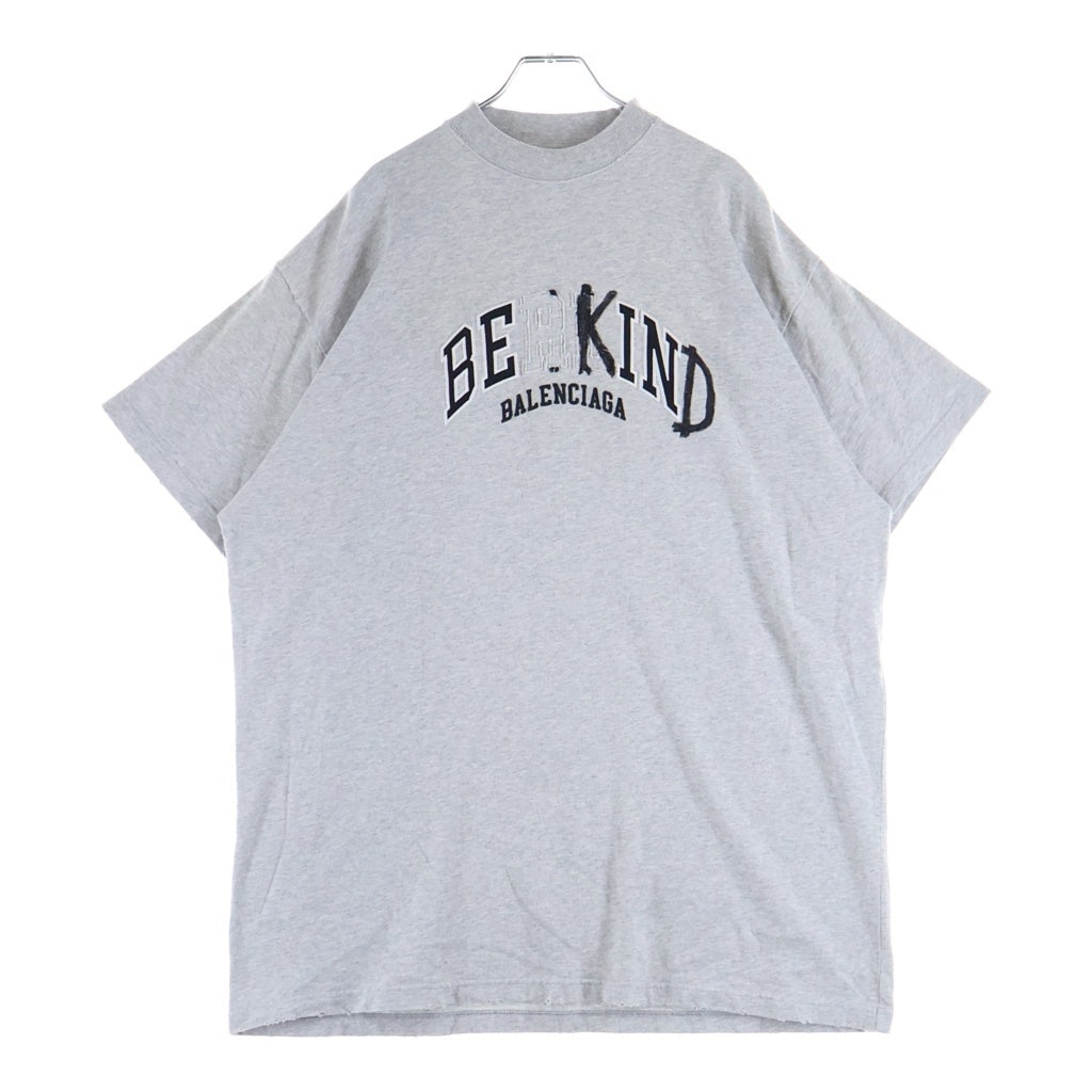 BALENCIAGA(バレンシアガ) 23AW TPVD5 BE KIND プリントダメージ加工 クルーネック 半袖Tシャツ カットソー グレー 739028TPVD5