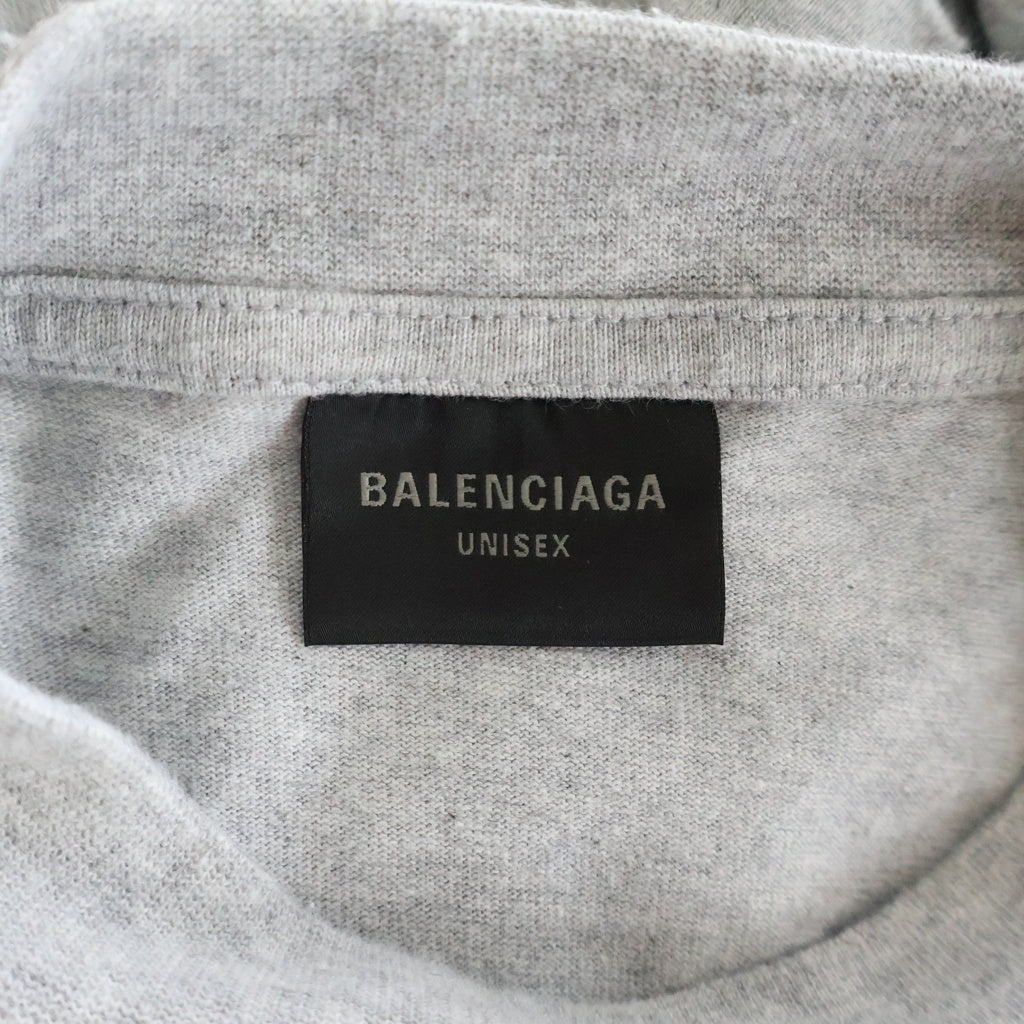 BALENCIAGA(バレンシアガ) 23AW TPVD5 BE KIND プリントダメージ加工 クルーネック 半袖Tシャツ カットソー グレー 739028TPVD5