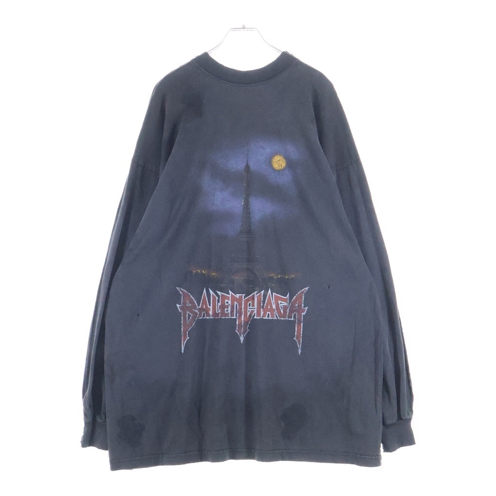 BALENCIAGA(バレンシアガ) 24AW ZL/S Double Front T-Shirts パリムーンプリント ロングスリーブ 長袖Tシャツカットソー ブラック 791613TQVY2