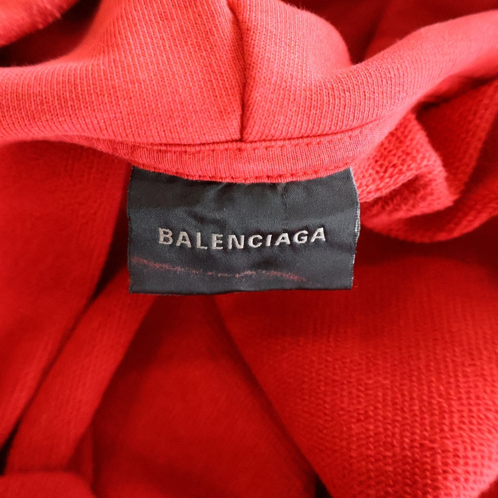 BALENCIAGA(バレンシアガ) 23SS TAPE TYPE RIPPED POCKET ダメージ加工バックロゴプリントジップアップパーカー レッド 744451TOVB1