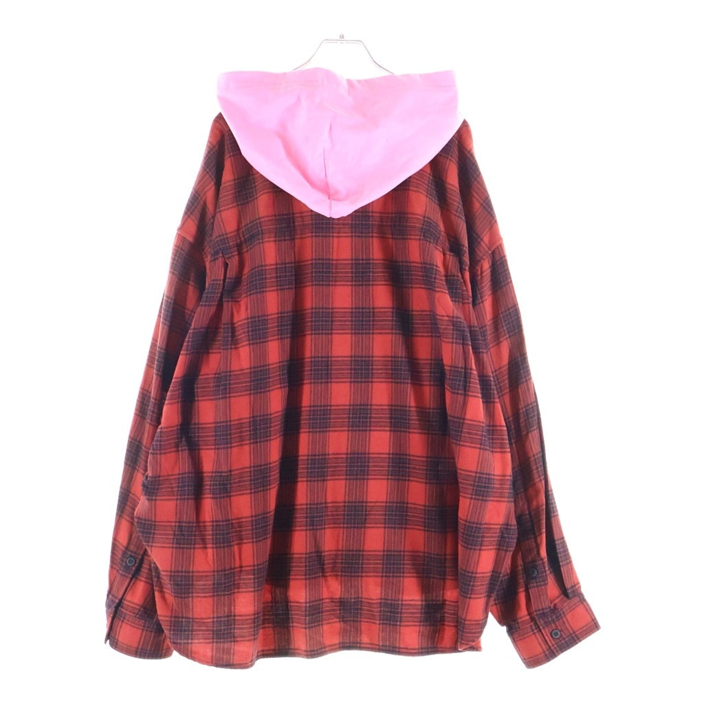 BALENCIAGA(バレンシアガ) 23SS HOODED CHECK SHIRT フーデッド 長袖チェックシャツ ブラック/レッド 746369TNM25