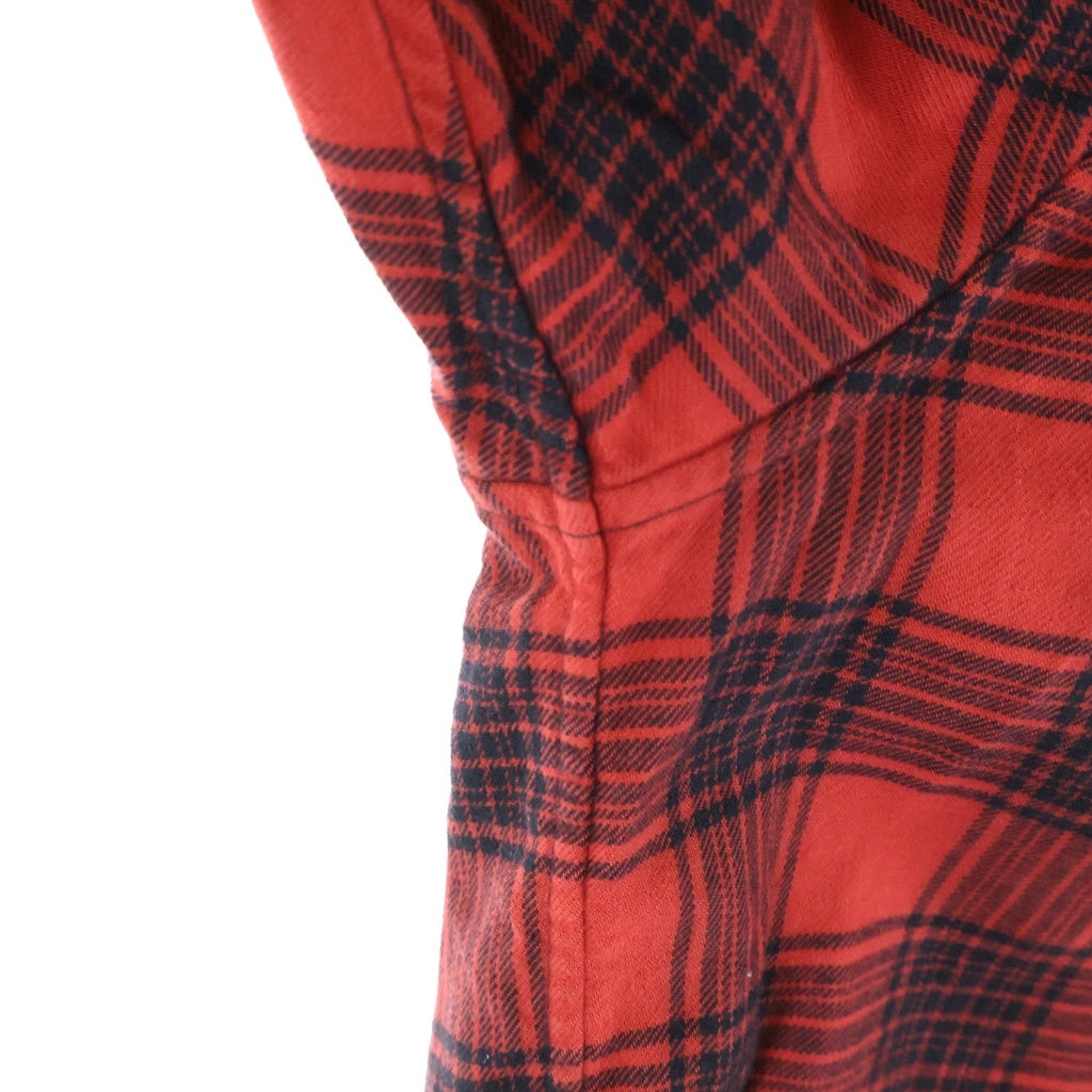 BALENCIAGA(バレンシアガ) 23SS HOODED CHECK SHIRT フーデッド 長袖チェックシャツ ブラック/レッド 746369TNM25