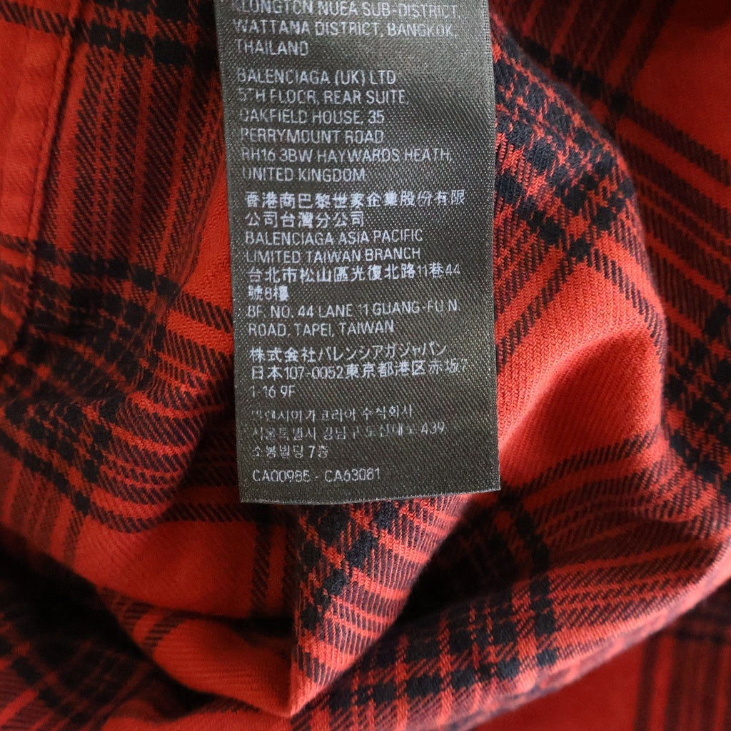 BALENCIAGA(バレンシアガ) 23SS HOODED CHECK SHIRT フーデッド 長袖チェックシャツ ブラック/レッド 746369TNM25