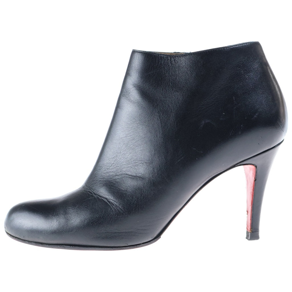 CHRISTIAN LOUBOUTIN(クリスチャンルブタン) レザー サイドジップ ヒール ショートブーツ ブラック レディース
