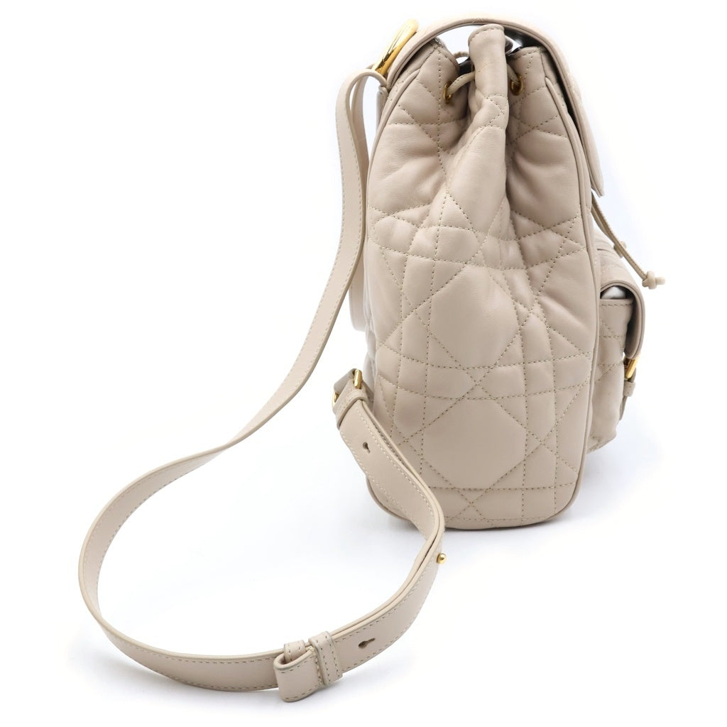 DIOR(ディオール) マクロ カナージュ カロ バックパック リュックサック ブラウンベージュ レザー ゴールド金具 レディース