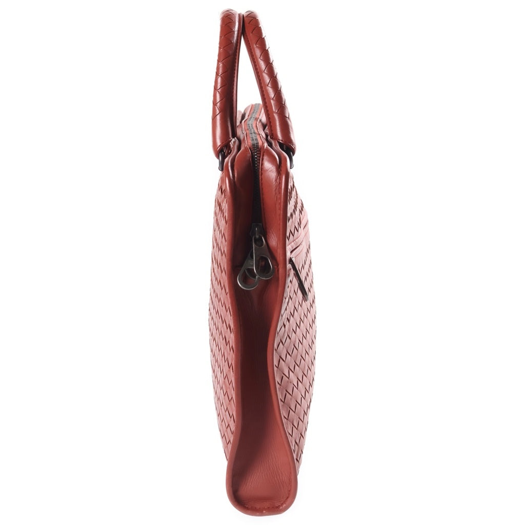 BOTTEGA VENETA(ボッテガヴェネタ) ボッテガ イントレチャート ハンドバッグ ビジネスバッグ ブラウン レザー ブラック金具 レディース