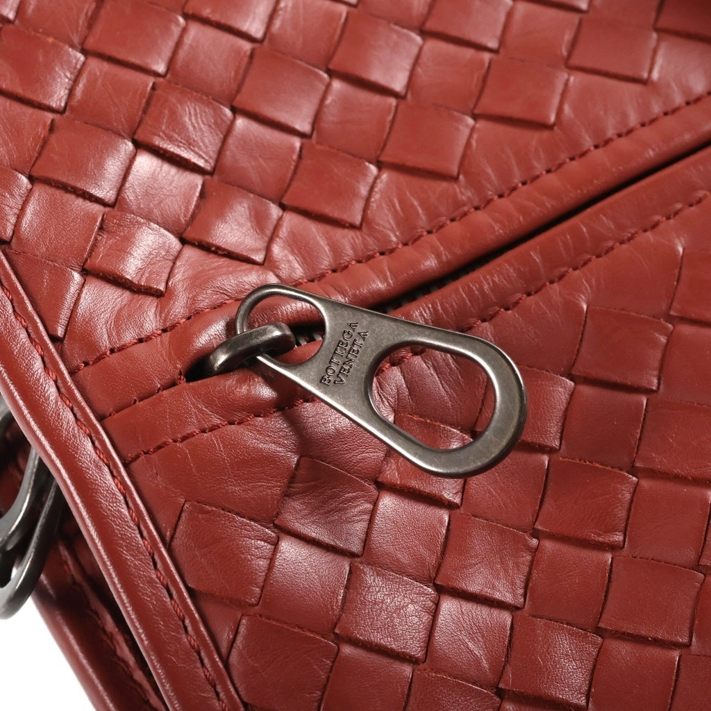 BOTTEGA VENETA(ボッテガヴェネタ) ボッテガ イントレチャート ハンドバッグ ビジネスバッグ ブラウン レザー ブラック金具 レディース