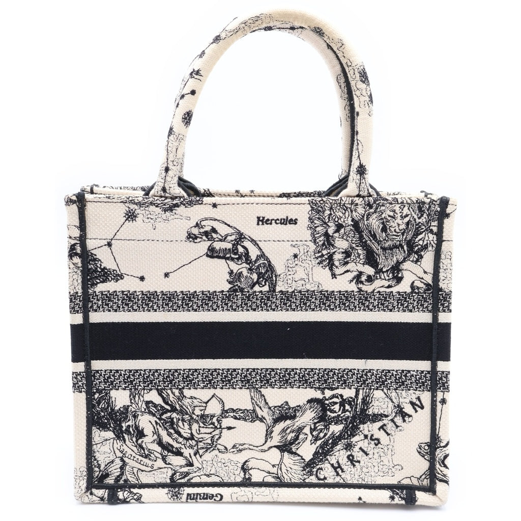 Christian Dior(クリスチャンディオール) ブックトート スモール トワル ドゥ ジュイ ゾディアック エンブロイダリー ホワイト×ブラック