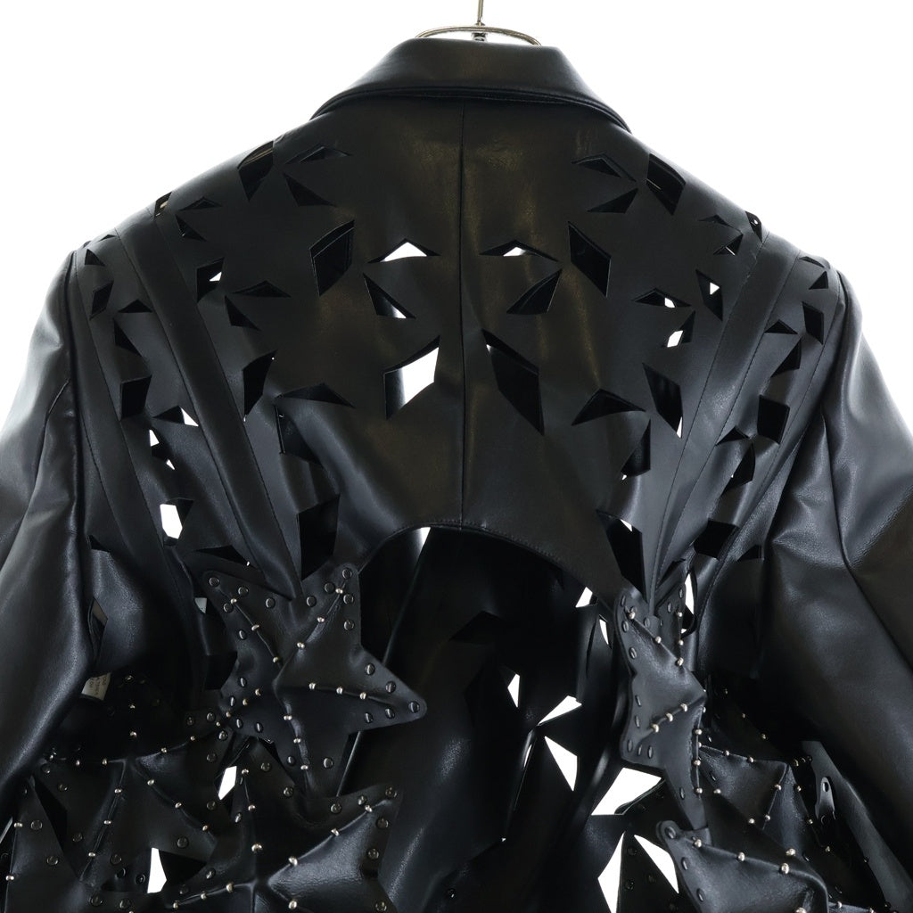 NOIR KEI NINOMIYA(ノワール ケイニノミヤ) 26SS スターデザイン フェイクレザー ドレス ショーピース ブラック 3Q-C0001-051-1-2 レディース