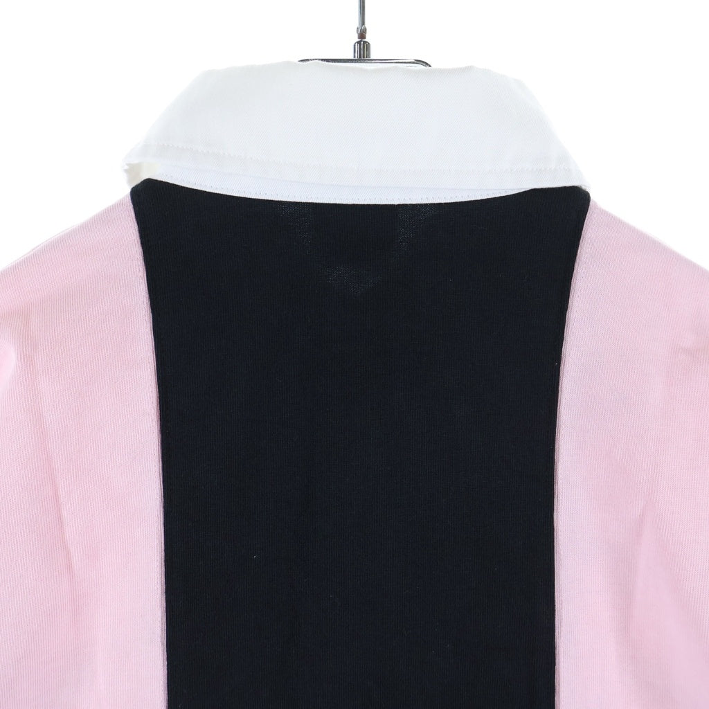 Palace Skateboards(パレススケートボーズ) 25SS Paly Rugby Lush Flush L/S プレイ ラグビー ラッシュ フラッシュ 襟付き ヘンリーネック 長袖Tシャツ カットソー ブラック/ピンク