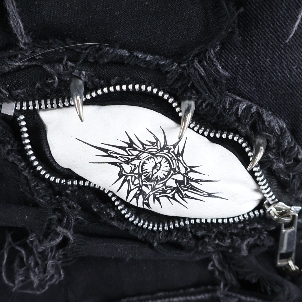NO BRAND(ノーブランド) UNIZ WORLD BLACK MONSTER PANTS ブラックモンスター ダメージワイド デニムパンツ ブラック