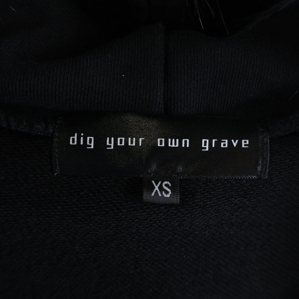 NO BRAND(ノーブランド) dig your own grave ファー ジップパーカー タイダイ柄 ブラック 143105