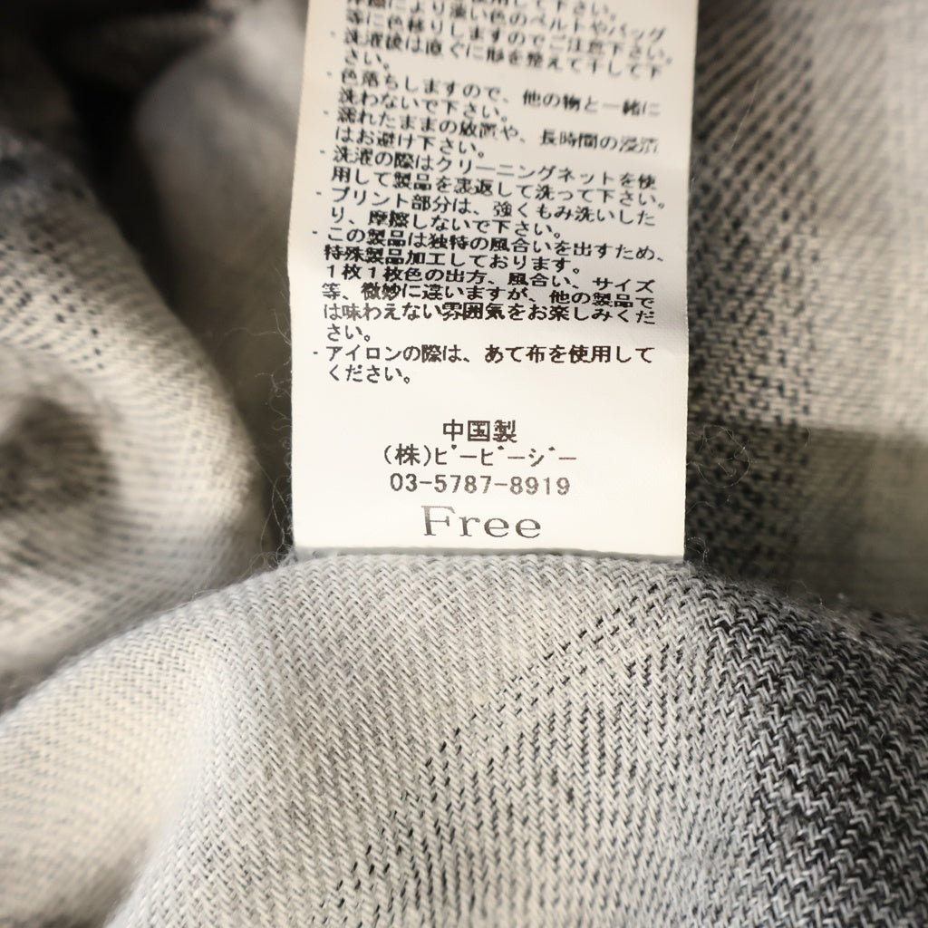 NO BRAND(ノーブランド) GAMUCHU ガムチュ くしゅくしゅゆるばち ジップ チェックシャツ グレー/ホワイト