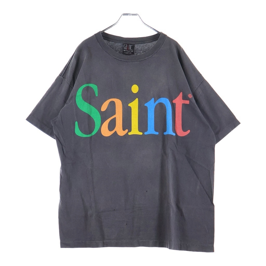 SAINT MICHAEL(セントマイケル) 24SS COLOFUL SAINT SS TEE カラフルロゴ プリント クルーネック半袖Tシャツ カットソー チャコールグレー SM-YS8-0000-001