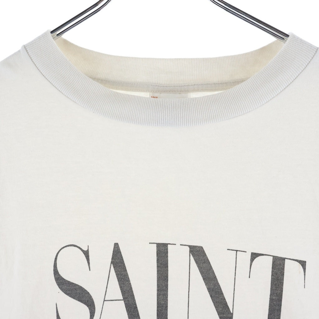 SAINT MICHAEL(セントマイケル) 24AW SAINT SS TEE ヴィンテージ加工 ロゴプリント 半袖Tシャツ ホワイト SM-YS1-0000-008