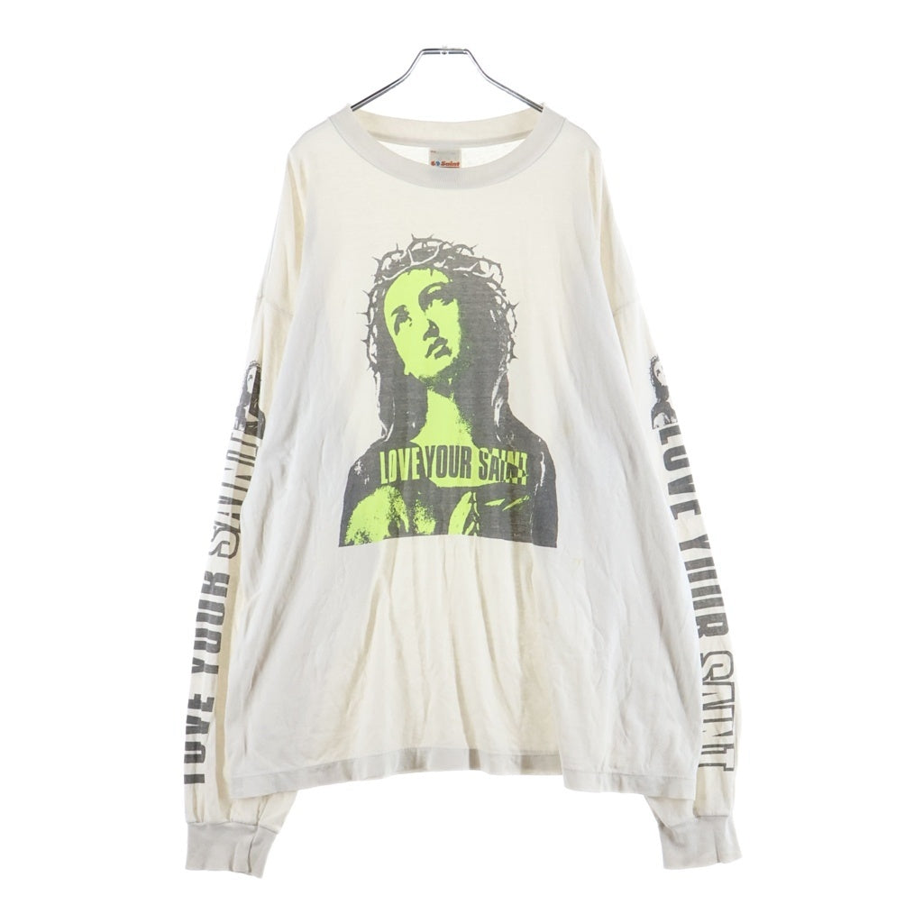 SAINT MICHAEL(セントマイケル) 24AW LS TEE LOVE YOUR SAINT ラブユアセント 長袖Tシャツ ロンT ホワイト SM-YS1-0000-017