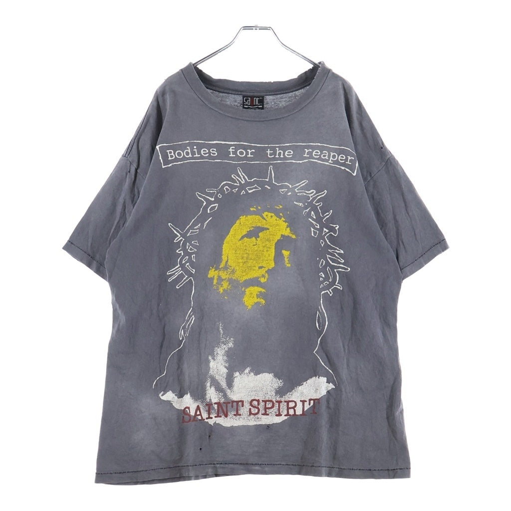 SAINT MICHAEL(セントマイケル) 23AW SS TEE B FOR REAPER グラフィックプリント 半袖Tシャツ チャコールグレー SM-A23-0000-002