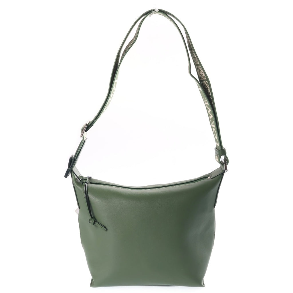 LOEWE(ロエベ) キュービィ クロスボディバッグ スモール ショルダーバッグ グリーン レザー シルバー金具 レディース