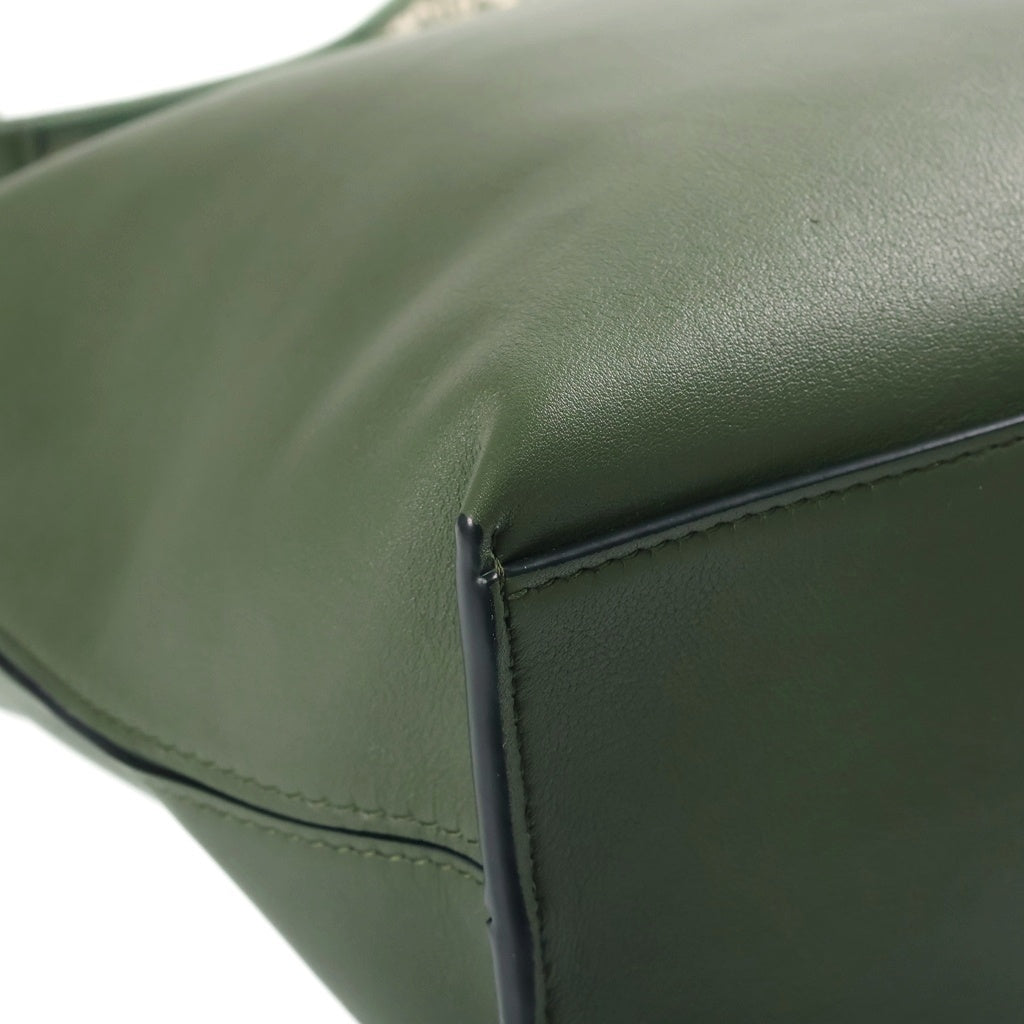 LOEWE(ロエベ) キュービィ クロスボディバッグ スモール ショルダーバッグ グリーン レザー シルバー金具 レディース