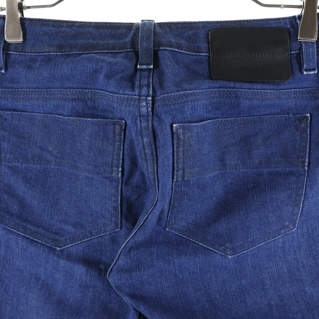 LOUIS VUITTON(ルイヴィトン) 12AW レザーパッチ デニムパンツ ジーンズ インディゴ レディース PW122W F2PA21BBG