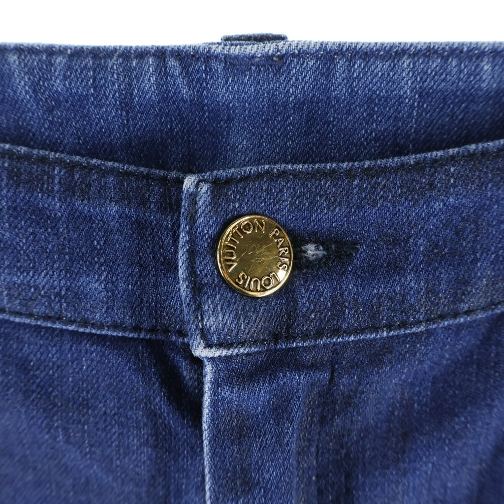 LOUIS VUITTON(ルイヴィトン) 12AW レザーパッチ デニムパンツ ジーンズ インディゴ レディース PW122W F2PA21BBG