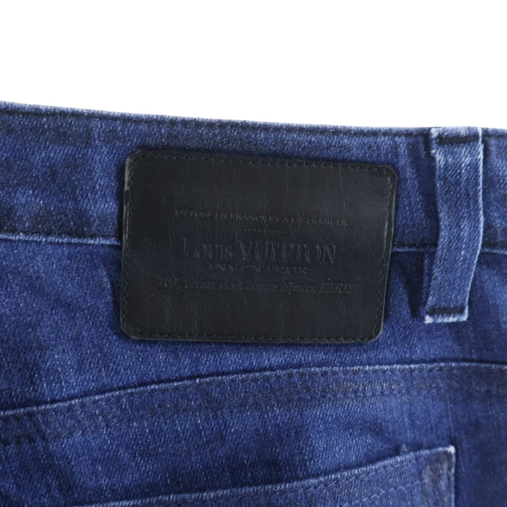 LOUIS VUITTON(ルイヴィトン) 12AW レザーパッチ デニムパンツ ジーンズ インディゴ レディース PW122W F2PA21BBG
