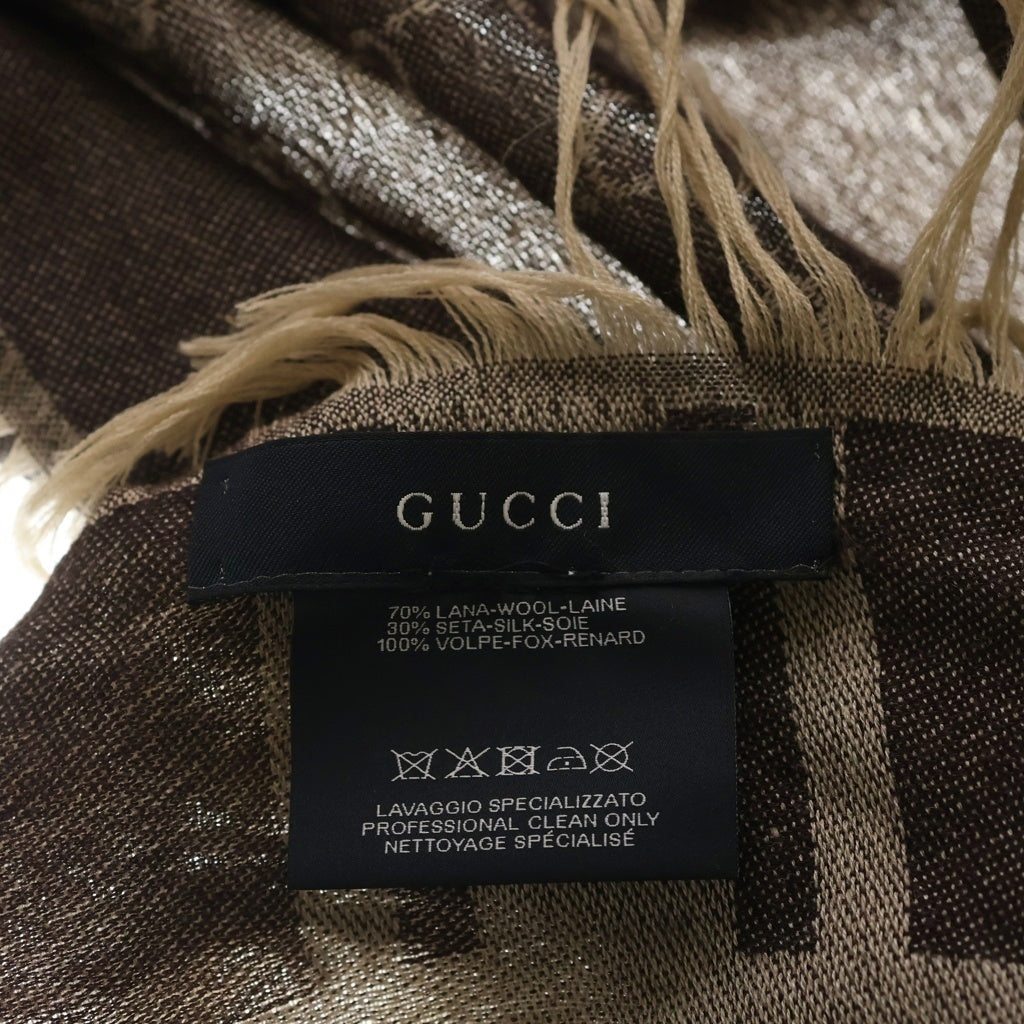 GUCCI(グッチ) GG柄 シルク混 ウール ストール マフラー ブラウン 323008 36552 9764 レディース