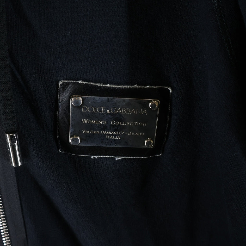 DOLCE & GABBANA(ドルチェアンドガッバーナ) セットアップ ロゴプレート ジップアップ パーカー フーディー イージー トラックパンツ ブラック レディース F9240T/F3JGXT