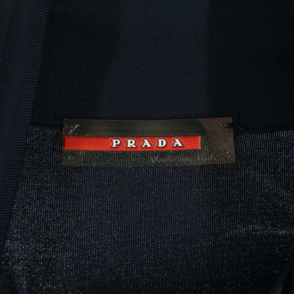 PRADA(プラダ) スポーツライン スタンドカラー ハーフジップ ロングスリーブ 長袖Tシャツ カットソー ブラック レディース