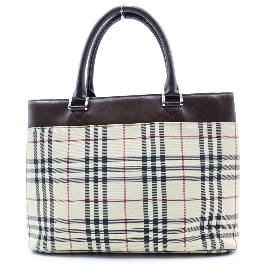 BURBERRY(バーバリー) ミニ ノバチェック レザー キャンバス 2WAY ハンドバッグ ショルダーバッグ ブラウン/ベージュ レディース