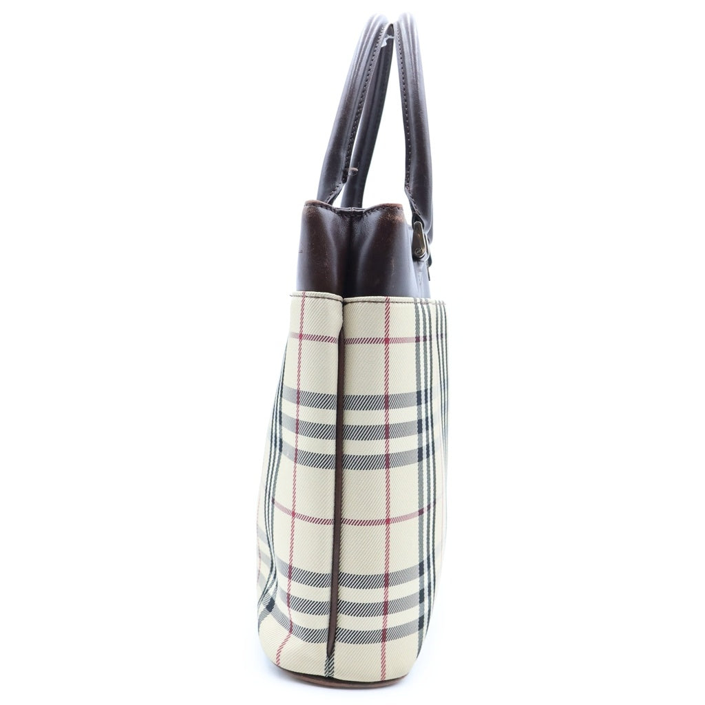 BURBERRY(バーバリー) ミニ ノバチェック レザー キャンバス 2WAY ハンドバッグ ショルダーバッグ ブラウン/ベージュ レディース