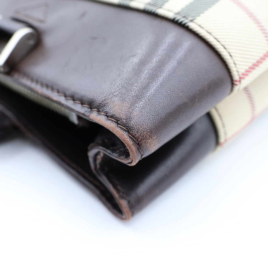 BURBERRY(バーバリー) ミニ ノバチェック レザー キャンバス 2WAY ハンドバッグ ショルダーバッグ ブラウン/ベージュ レディース