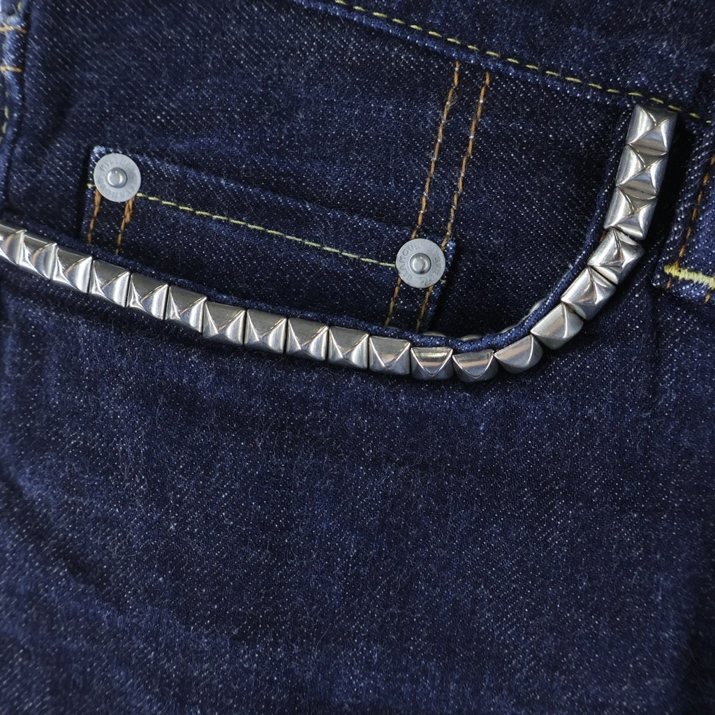 HYSTERIC GLAMOUR(ヒステリックグラマー) スタッズデザイン ボタンフライ スリム デニムパンツ インディゴ 0233AP12