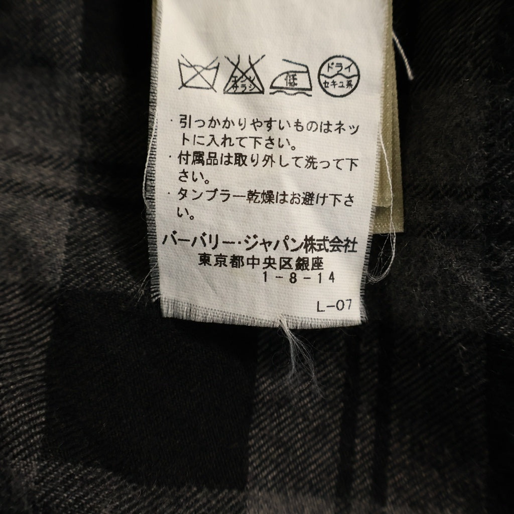 BURBERRY(バーバリー) チェック総柄 ワイドカラー フラップポケット 長袖 ボタンシャツ グレー/ブラック 3942553