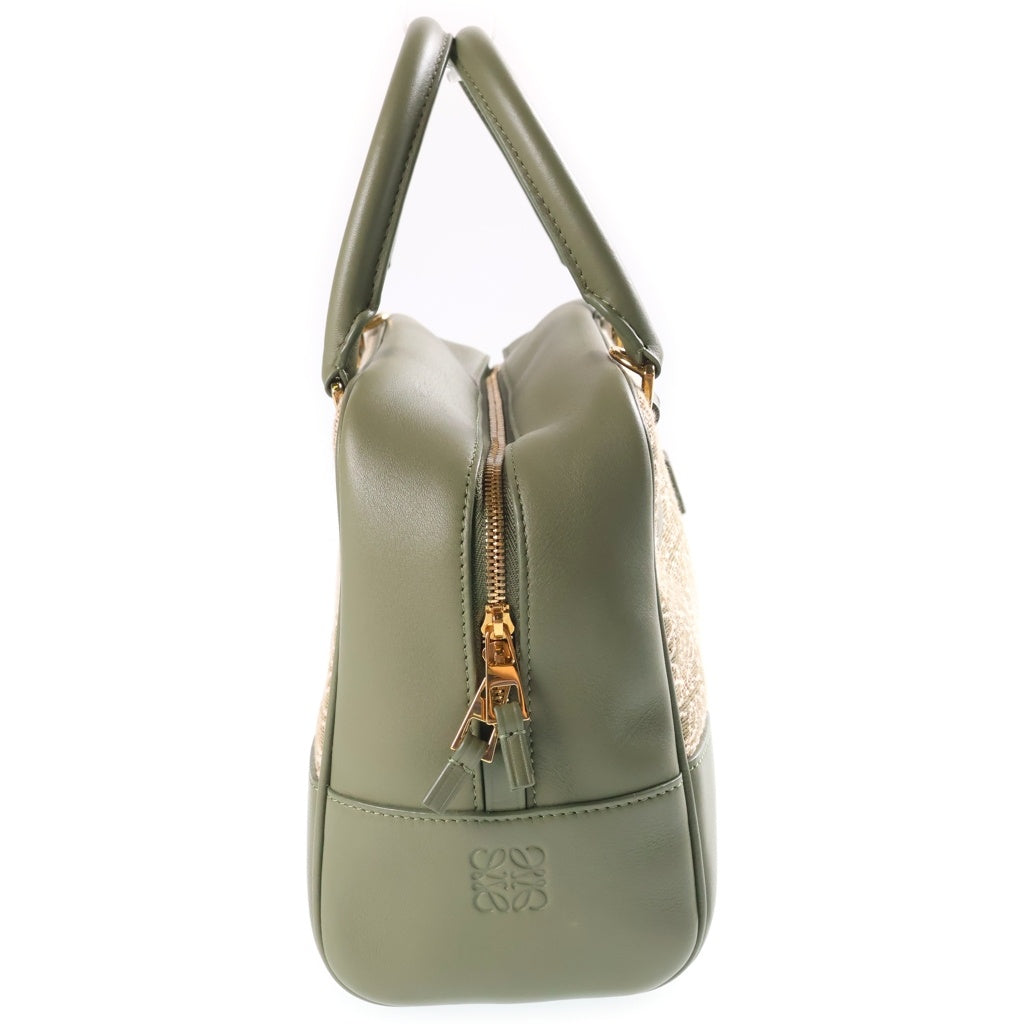 LOEWE(ロエベ) アマソナ19 スクエア 2WAYハンドバッグ ショルダーバッグ アナグラム グリーン ジャガード レザー レディース